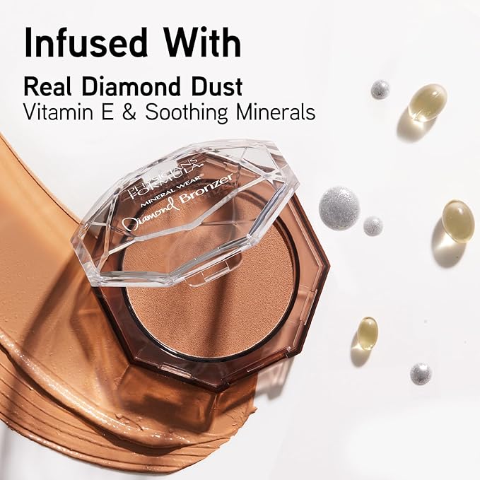 Physicians Formula Mineral Wear®Diamond Bronzer - Creamy Powder-Serum Hybrid, Weightless & Dewy Finish, Minimizes Appearance of Pores & Fine Lines - Deep Bronze Gem
