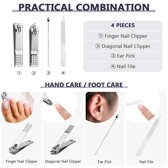 Geosar 50 Set Travel Manicure Kit Nail Clippers Pedicure Professional Nail Care Tools Stainless Steel Grooming Set with Portable Travel Case Gifts for Mother Father(Multi Colors)