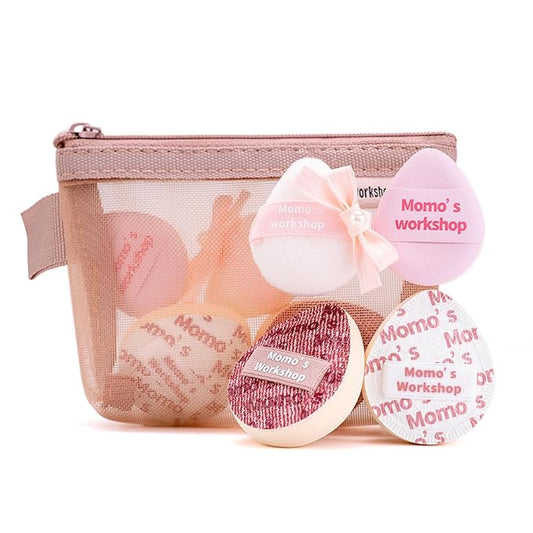 Mini Denim Makeup Sponge Set,Professional Blenders Sponge for Concealer/Blush/Highlighter, Perfect for Detail Work & Travel,4pcs,Pink,with Travel Pouch,Beginer-Friendly & Reusable