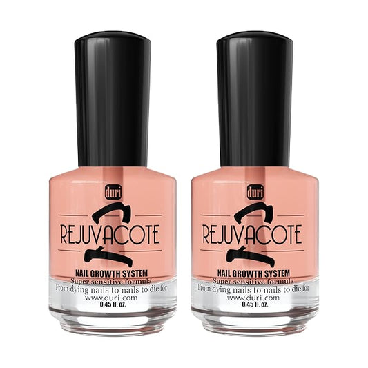 Duri Rejuvacote 2 Nail Growth System Sensitive Formula - Nail Hardener and Strengthener for Brittle, Breaking, Splitting Nail Repair - 0.45 Fl Oz (Pack of 2)