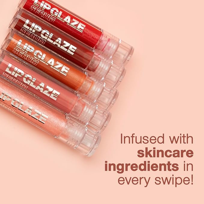 Palladio Lip Glaze Serum, Hydrating Lip Gloss with Peptides & Hyaluronic Acid for Plump, Smooth, and Nourished Lips – Vegan, High-Shine, Non-Sticky Finish (Sugar Plum)