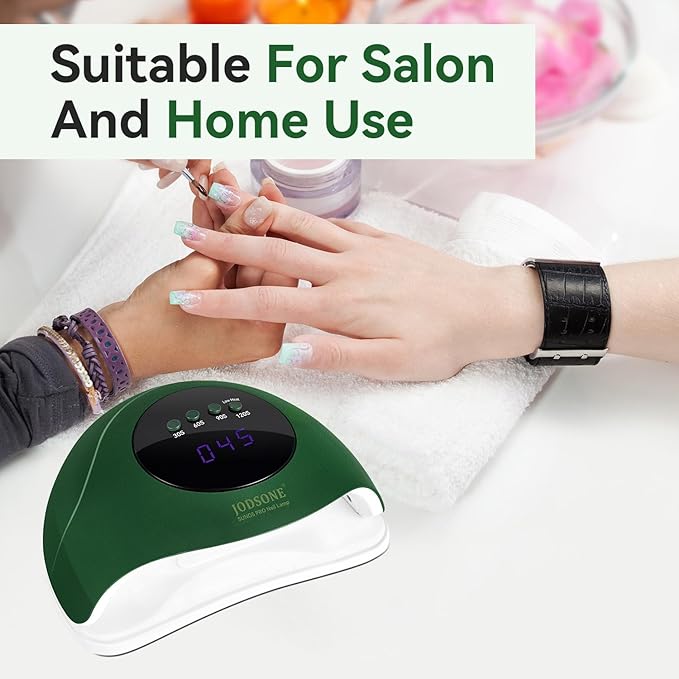 JODSONE U V Nail Lamp LED Gel Nail Dryer Gel Nail Lamp with Auto Sensor and 4 Timers Home Salon Use Nail Tools Green