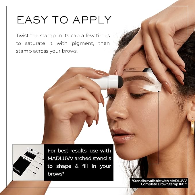MADLUVV Brow Stamp Refill* - Color Stamp for Brows & Root Touch Up for Women & Men, Instantly Conceal Hair Loss, Grey Hair, Thinning Hair with Stain-Proof/Smudge-Proof Powder Formula (Nearly Black)