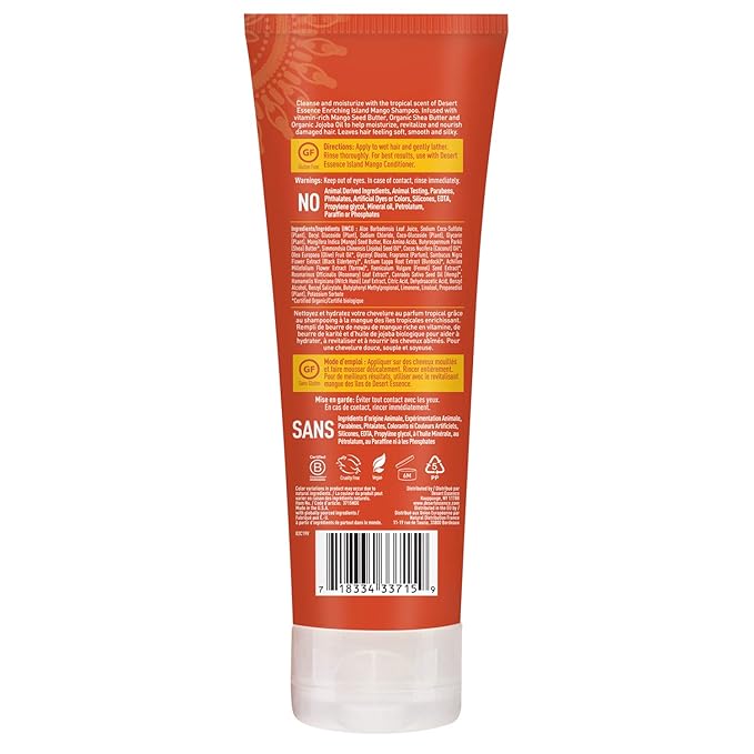 Desert Essence Island Mango Conditioner - 8 Fl Ounce - Enriching - Detangles Hair - Naturally Moisturizes - Soft & Supple - Refreshing - Smooth & Silky - Shea Butter - Jojoba Oil
