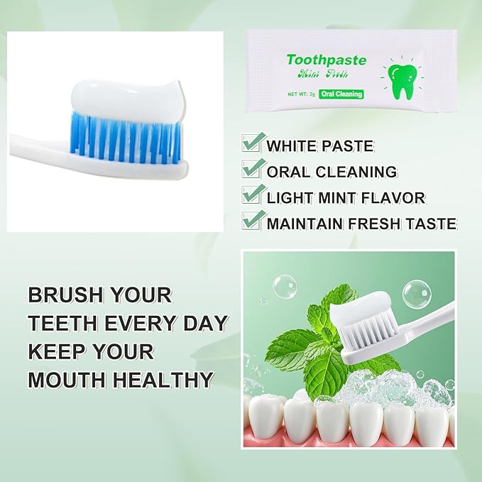 Too Small Bulk Travel Size Toothpaste Pack of 50,0.105 oz Extra Small Toothpaste Travel Size Bulk Mint Mini Disposable Toothpaste for Hotel,Guests,Homeless,Charity(Only Good for Single Use)