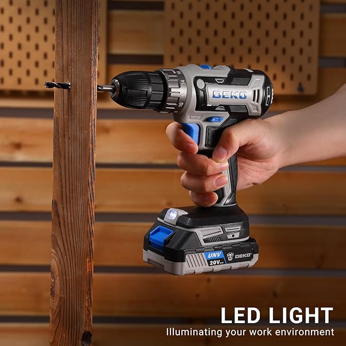DEKO PRO Cordless Drill 20V Electric Power Tool Set for Women With Battery and Charger - Drill Driver Kit Blue