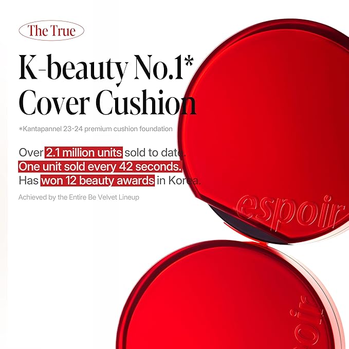 espoir [NEW] Be Velvet Cushion Foundation | Quick and Easy Coverage with Long-lasting Color by Zero Oxidation (#25 Tan, 0.46 Ounce (Pack of 1))
