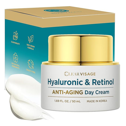 Hyaluronic Acid Moisturizer - Dermatologist Tested - Retinol Anti Aging Face Cream - Ultra Hydrating, Plumps & Smooths Skin, Fine Lines & Wrinkles Treatment - Clean Beauty Korean Skincare