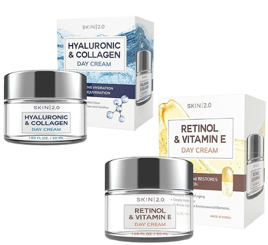 Moisturizer Facial Day Cream Moisturizer Value Set - Retinol and Vitamin E, Hyaluronic Acid and Collagen
