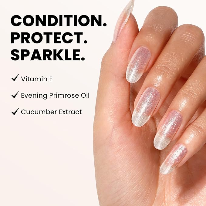 LONDONTOWN Shimmer Nail Highlighter - Multi-Dimensional Iridescent Finish Nail Polish Treatment, Vegan Cruelty Free, Soft Shimmery Multi-Tonal White, Mirror Ball - .40fl oz