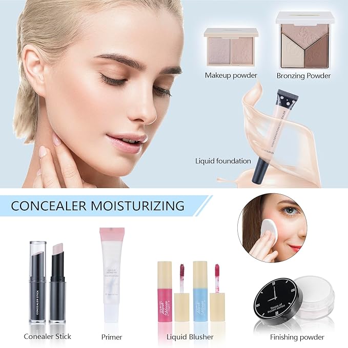 Makeup Kits For Girls Teens, Makeup Gift Set For Women with Eyeshadow Palettes, Brushes, Lip Gloss, Travel Make up Starter Kit For Beginners (C0912)