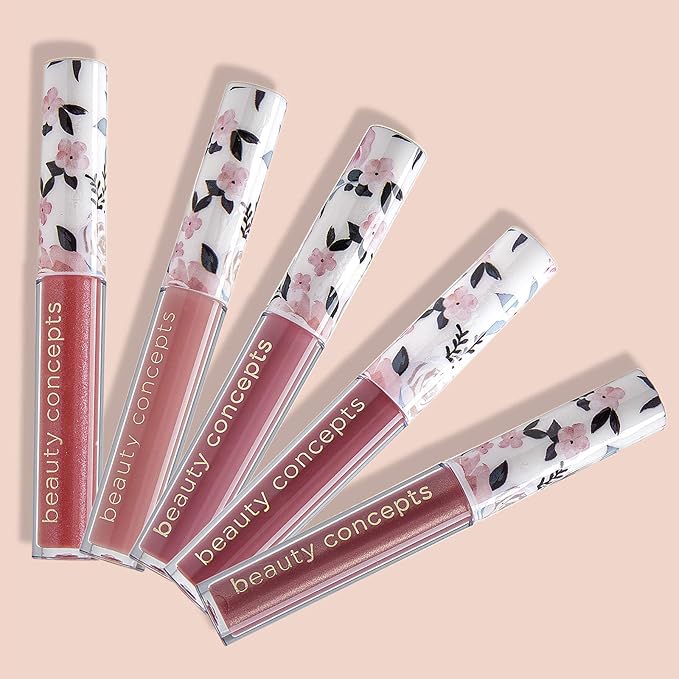 Beauty Concepts Lip Gloss Collection – Shimmering, Glossy Lip Makeup Set for a Radiant Finish, Floral Collection