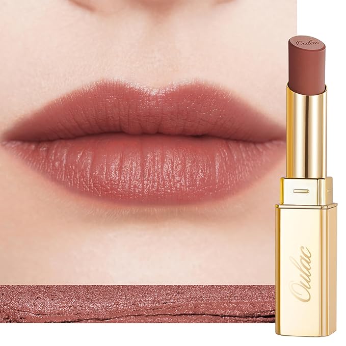 Oulac Pink Nude Matte Lipsticks for Women, Silky Velvet Matte Lipstick, Soft Smooth Texture, High Impact Lip Color, Not Dry Lightweight Formula Infused with Vitamin E, Vegan&Cruelty Free RM06