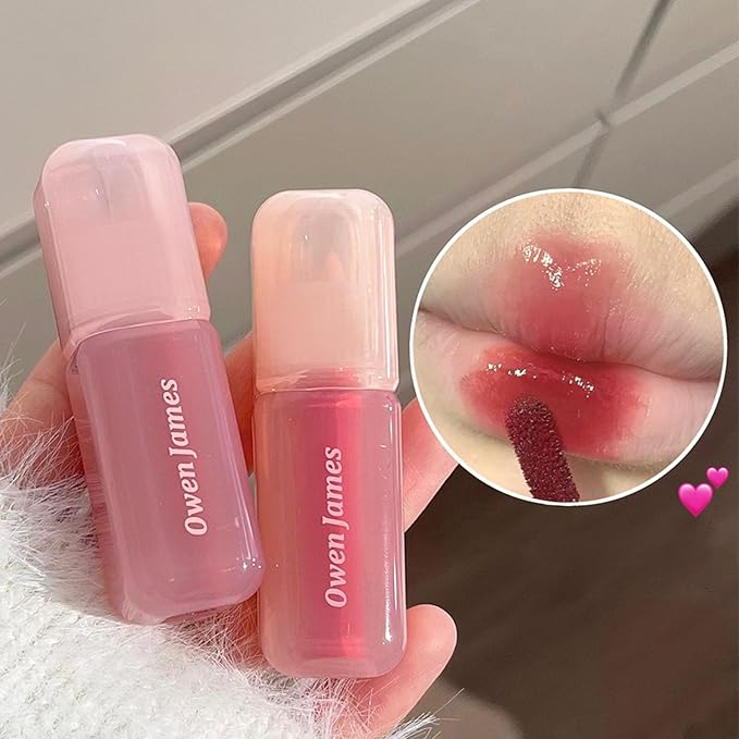 Dulele 4PCS Jelly Lip Gloss Hydrating Lip Glaze, Glossy Plumping Lipgloss Waterproof Non-Stick Cup Tinted Lip Balm, Mirror Finish Liquid Lipstick for Women and Girls