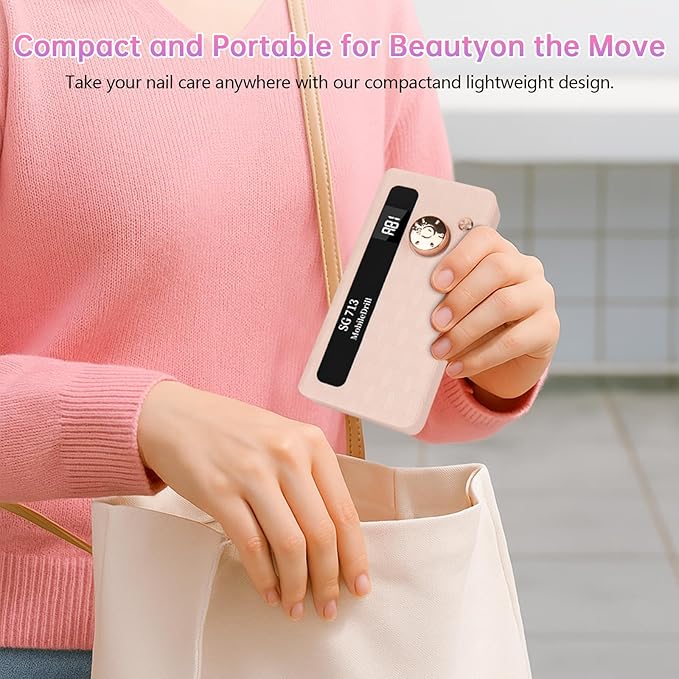 Electric Nail Drill - 45000RPM Portable Nail Drill丨Rechargeable Nail E-File Kit with 11 Bits & Base丨LED Screen丨Ultra-Silent, Rechargeable Nail Drills Machine for Acrylic Nails Gel Polishing(Pink)