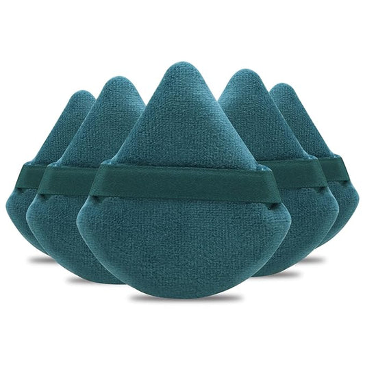 Powder Puffs Daubigny 6 Pieces Powder Puff Face Soft Triangle Makeup Puff for Loose Powder Mineral Powder Body Powder Velour Cosmetic Foundation Blender Sponge Beauty Makeup Tools(Peacock Blue)