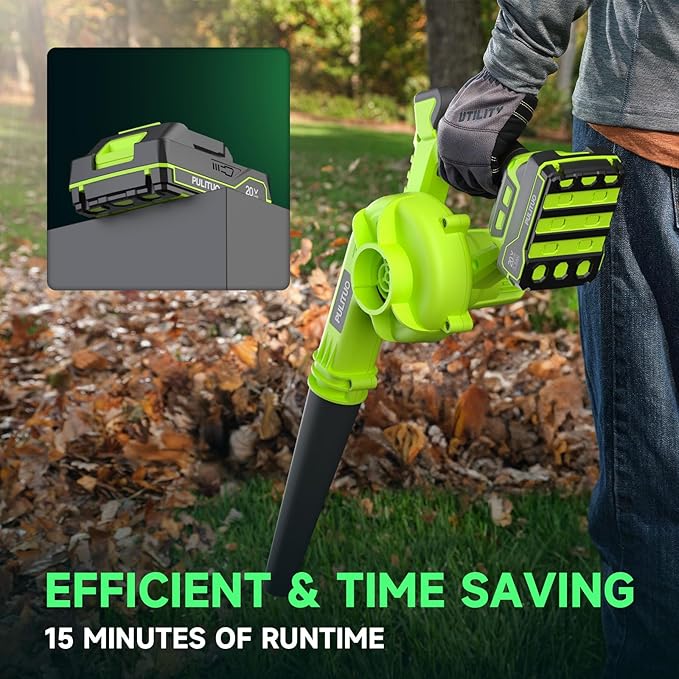 Leaf Blower Cordless with Battery and Charger, 20V Electric Cordless Blower 120MPH Small Leaf Blower, Lightweight Battery Blower Yard Tools Grass Blowers for Lawn Care Patio Backyard Leaves and Dust