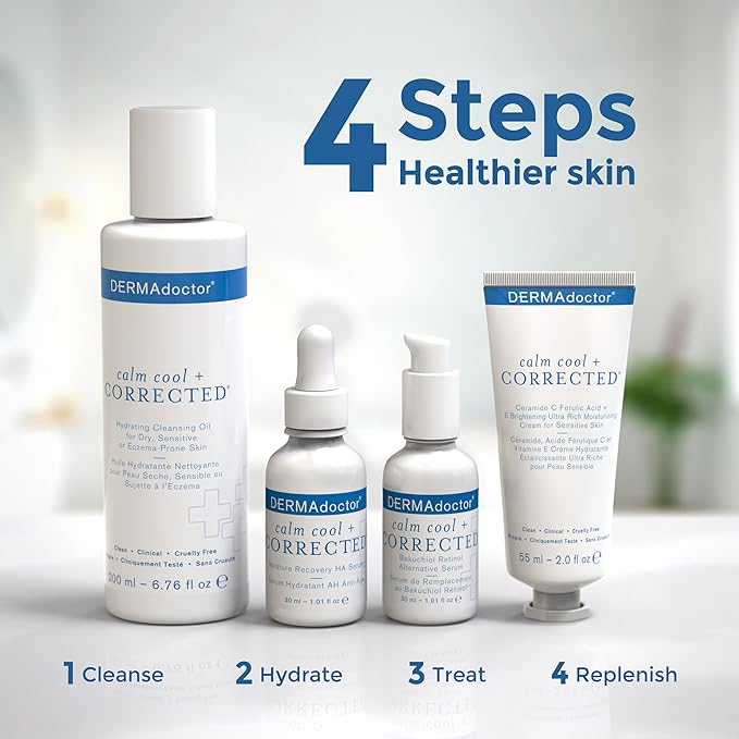 DERMAdoctor Calm Cool + Corrected Dermatologist Formulated Vitamin C Face Cream with Ferulic Acid + Vitamin E Oil; Ceramide Moisturizer for Sensitive Skin - 2.0 oz