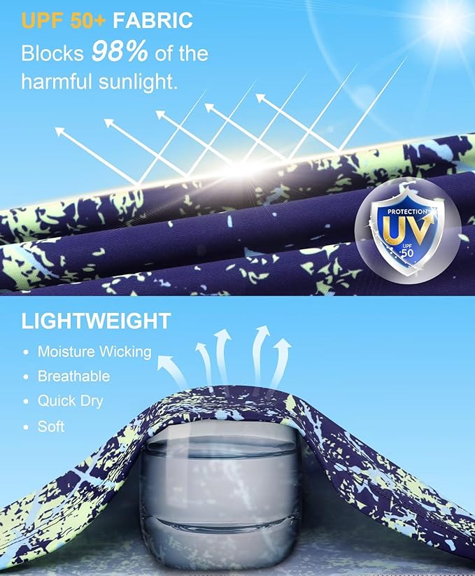 Men's Swim UPF 50+ Sun Protection Shirt Long Sleeve SPF Fishing Outdoor UV Hiking Lightweight Shirts