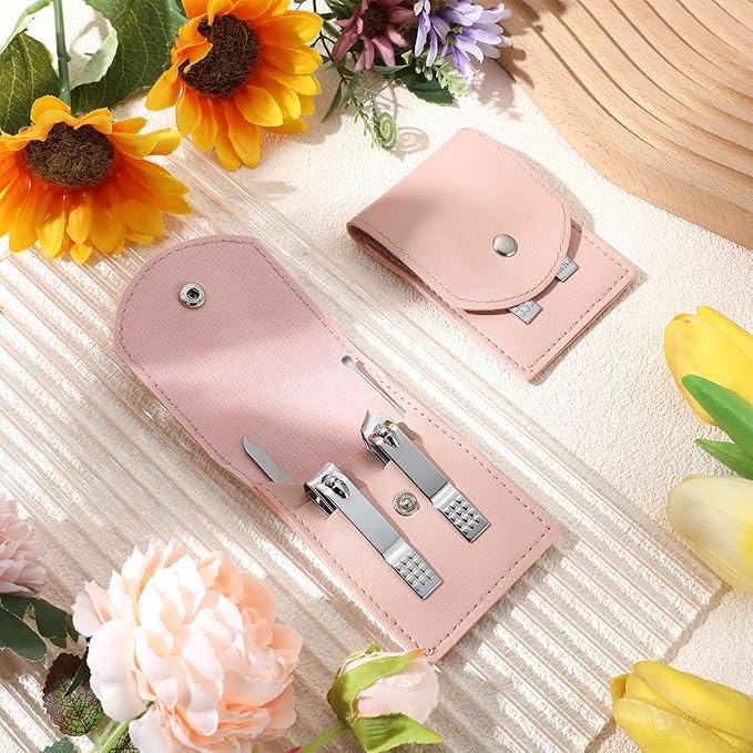 Geosar 50 Set Travel Manicure Kit Nail Clippers Pedicure Professional Nail Care Tools Stainless Steel Grooming Set with Portable Travel Case Gifts for Mother Father(Pink)