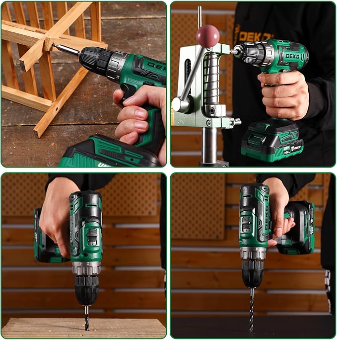 Power Drill Cordless: DEKO PRO Cordless Drill 20V Electric Power Drills Set Tool for Women with Battery and Charger 20 Volt Drills Driver Kit Green