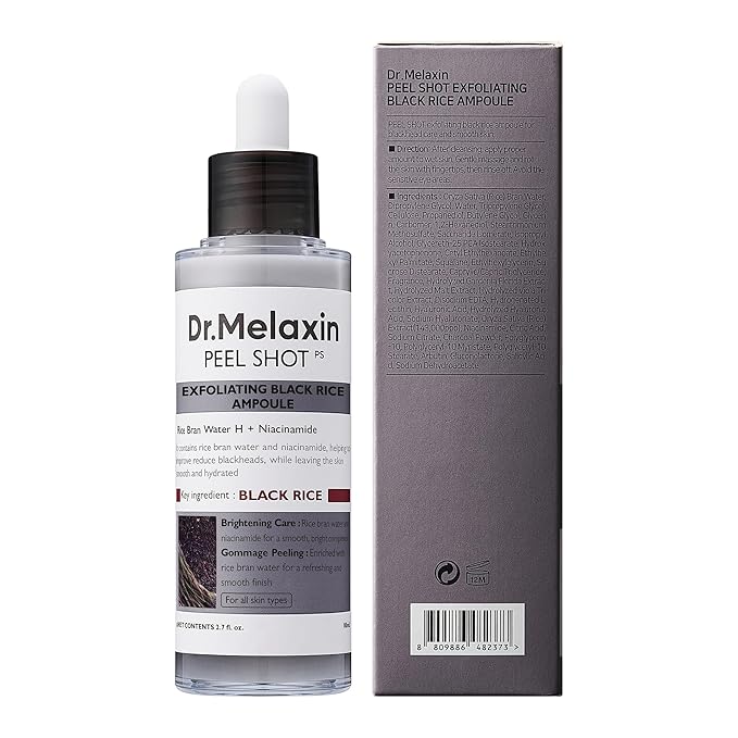 Peel Shot Glow Rice Peeling Ampoule, Soft Exfoliating Face and Body Scrub Dead Skin Cells Remover for All Skin Types korean skin care 80ml (BLACK RICE)