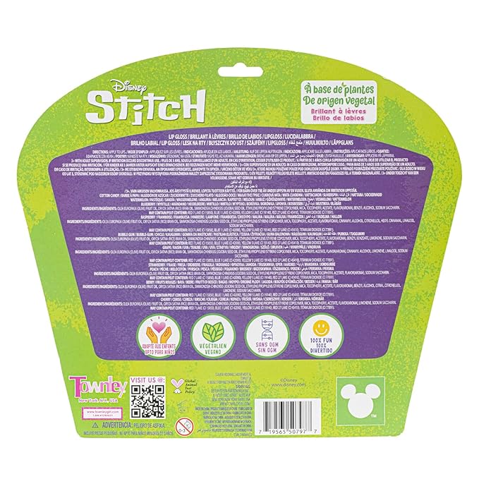 Disney Stitch 10 Piece Plant Based Lip Gloss, Girls Party Favors, First Makeup Set for Girl, Perfect for Parties, Sleepovers, and Birthday Gifts, Ages 3+, by Townley Girl