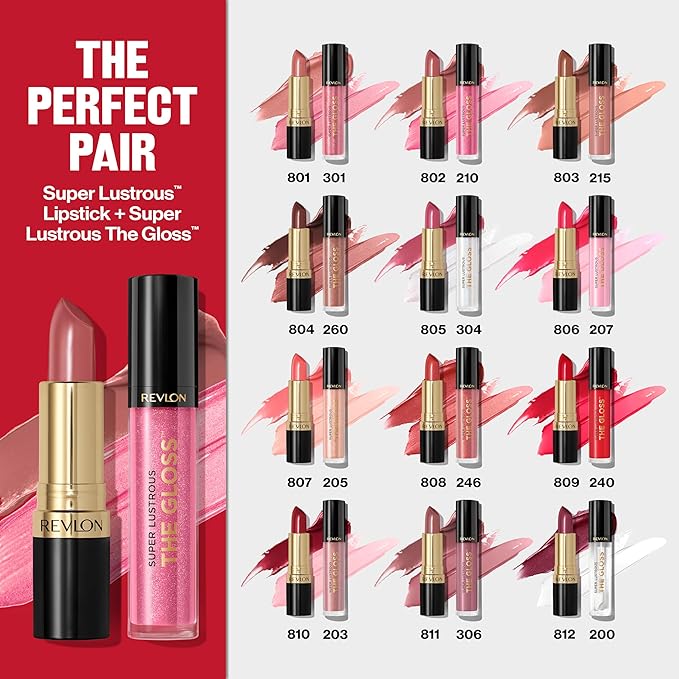Revlon Super Lustrous Lip Gloss, Non-Sticky, Hydrating, High Shine Finish, 246 Blissed Out, 0.13 oz