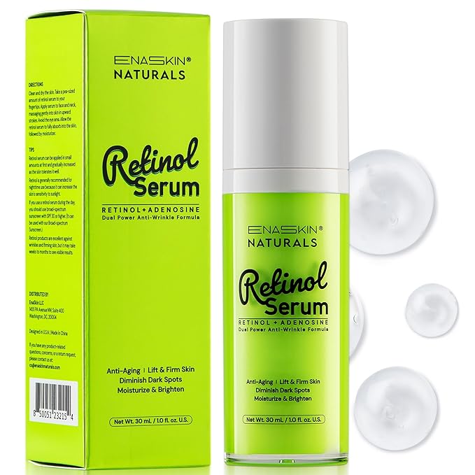 Anti-Wrinkle Retinol Serum for Face: Anti Aging Firming Skin Treatment with Hyaluronic Acid & Collagen - Deep Hydration Facial Care for Women Over 30，Daily & Night Use, 1.0 fl.oz