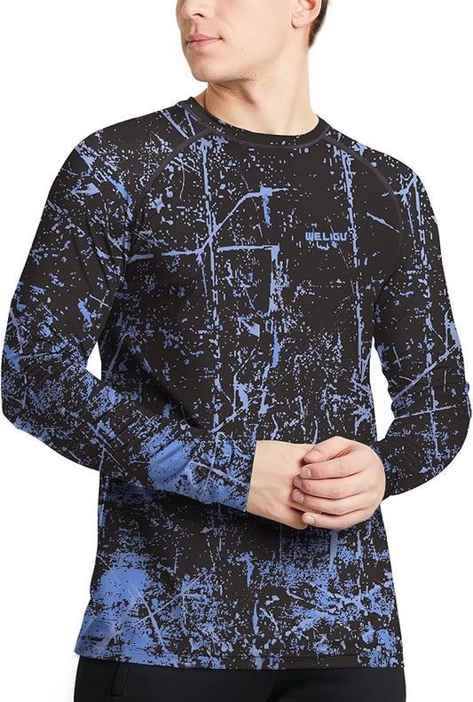 Men's Swim UPF 50+ Sun Protection Shirt Long Sleeve SPF Fishing Outdoor UV Hiking Lightweight Shirts