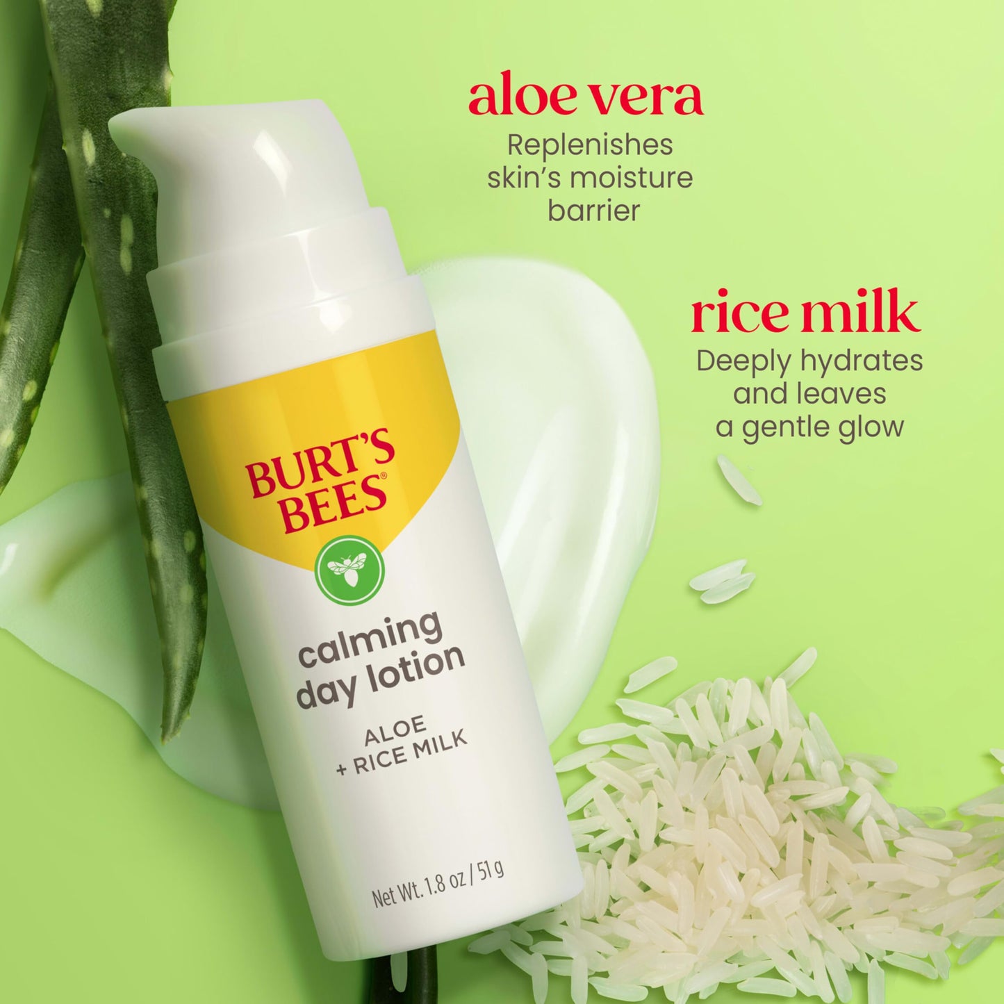 Burt's Bees Back To School Dorm Essentials, Calming Night Cream, With Aloe and Rice Milk, Face Moisturizer For Sensitive Skin, 98.8 Percent Natural Origin, 1.8 oz. Tub