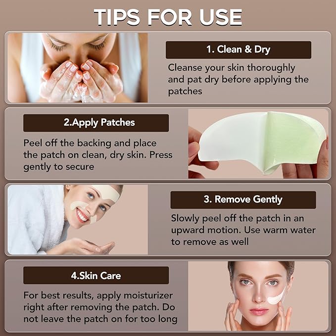 Forehead Smile Line and Neck Herbal Wrinkle Patches with Centella Asiatica, Aloe, Hyaluronic Acid, Vitamin E and Collagen, Overnight Facial Anti-Wrinkle Care to Lift and Smooth Skin for Women，14 Pack