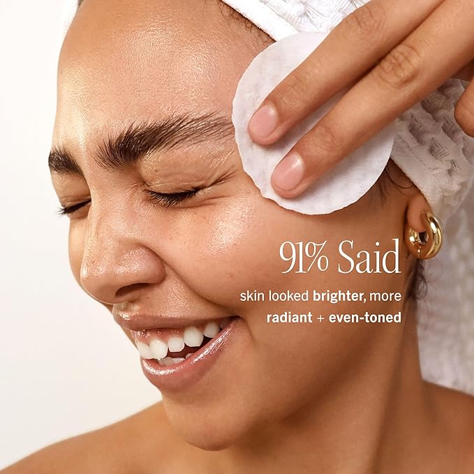 First Aid Beauty - Facial Radiance Pads with Glycolic & Lactic Acids, Daily Exfoliating Pads with AHA that Help Tone & Brighten Skin, One-Step Makeup Prep, Compostable for Daily Use, 60 ct