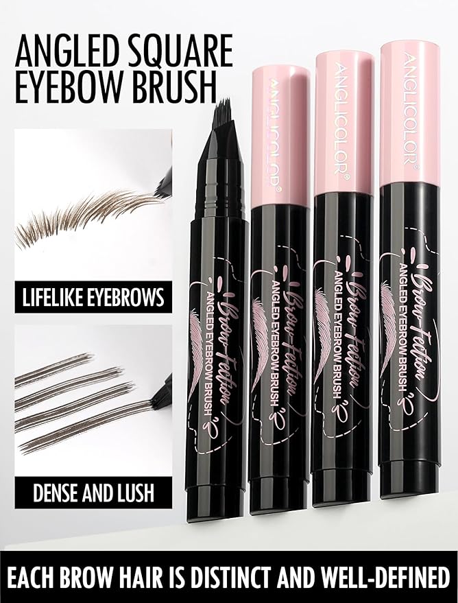 Eyebrow Pen, Angled Brow Brush, Microblading Eyebrow Pencils for Women, Natural Brow Pen, Eyebrow Brush To Hair-Like Strokes Long-Lasting, Waterproof, Smudge-Proof (02 Tawny Brown)