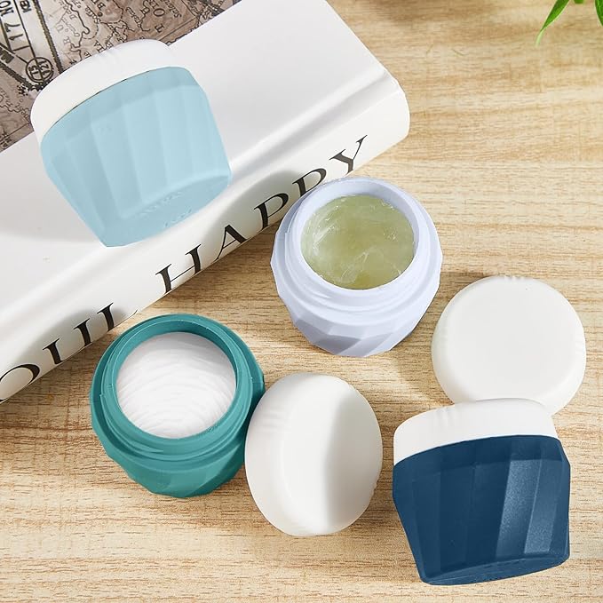 Travel Containers for Toiletries, Premium Silicone Cosmetic Cream Jars, TSA Approved Leak-Proof Refillable Travel Size Toiletries with Clear Bag for Cosmetic Face Body Cream (Green, 1OZ)