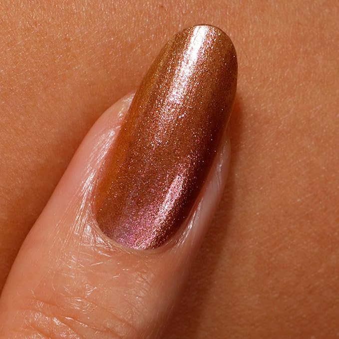 LONDONTOWN Shimmer Nail Highlighter - Multi-Dimensional Iridescent Finish Nail Polish Treatment, Vegan Cruelty Free, Shimmery Copper Rose Gold, Molten - .40fl oz