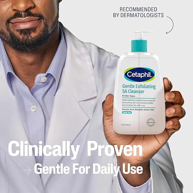 Cetaphil Gentle Exfoliating SA Cleanser, Foaming Gel Cleanser for All Skin Types, 16 Oz Pump Bottle, Salicylic Acid, Mandelic Acid & Gluconolactone, Gently Exfoliates, Dermatologist Recommended Brand