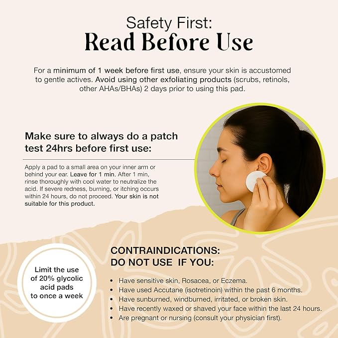 LivaClean 60 CT 20% Glycolic Acid Peel Pads with Aloe Vera – Resurfacing Toner Pads for Face, Exfoliating Wipes for Fine Lines, Wrinkles, Large Pores, Textured Skin, Includes Tweezer