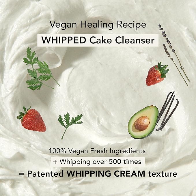 Whipped Korean Skincare Face Wash, Hydrating Vegan Cream Facial Cleanser for Dry Skin with Niacinamide, Hyaluronic Acid, Ceramide, Strawberry & Vanilla, Cleanser for Sensitive Skin