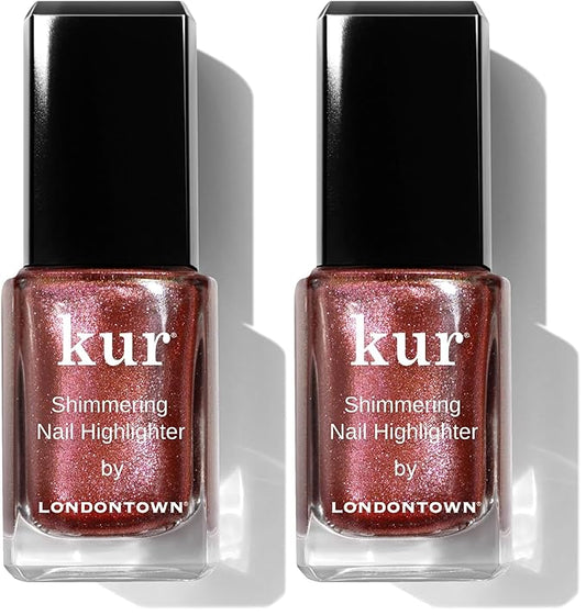 LONDONTOWN Shimmer Nail Highlighter - Multi-Dimensional Iridescent Finish Nail Polish Treatment, Vegan Cruelty Free, Shimmery Copper Rose Gold, Molten - .40fl oz (Pack of 2)
