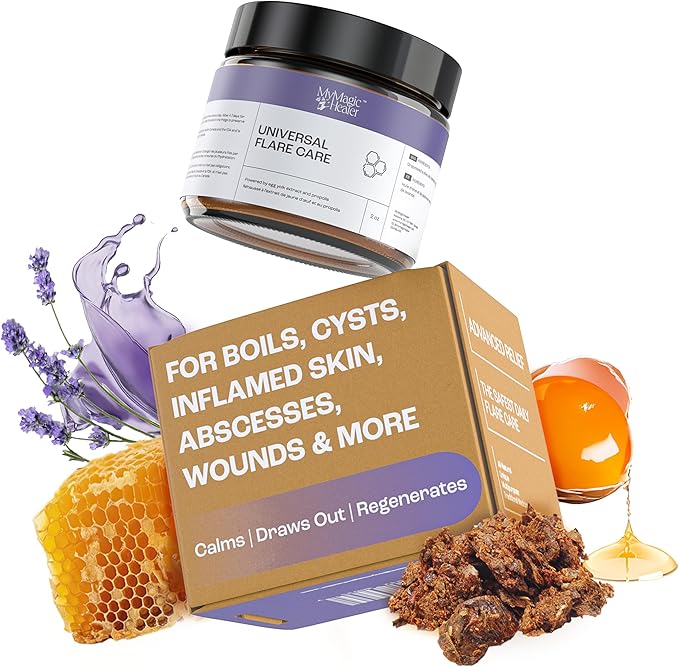 Universal Flare Care | Drawing Salve for HS, Boils, Cysts, Hemorrhoids, Pilonidal Cyst, Abscess | Anti-Chafing, Wound Care, Relief for Itching Skin w/Propolis & Egg Yolk Extract 2 oz