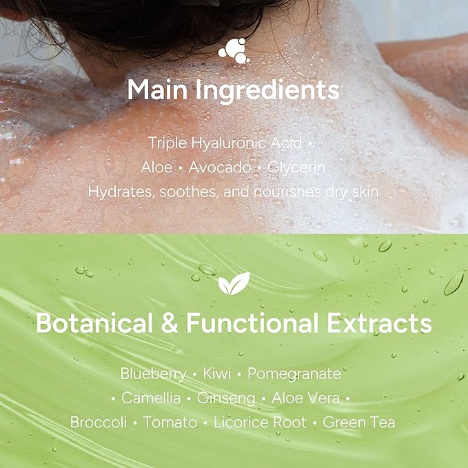 Korean Body Wash with Hyaluronic Acid & Aloe – Hydrating Moisturizing Cleanser for All Skin – Infused with Natural Extracts – Paraben & Silicone-Free – Baby Musk, 500ml / 16.9 fl oz