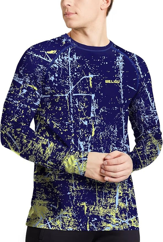 Men's Swim UPF 50+ Sun Protection Shirt Long Sleeve SPF Fishing Outdoor UV Hiking Lightweight Shirts
