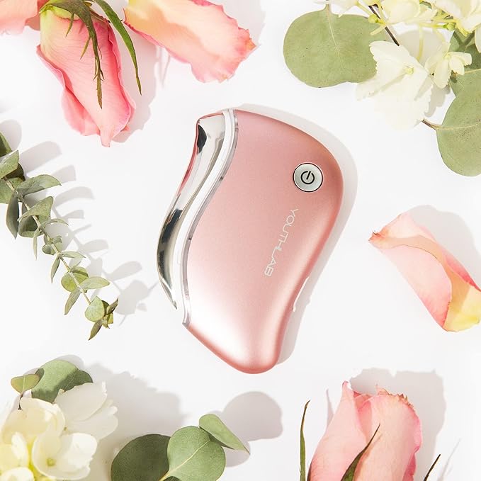 ProSculpt Heated Gua Sha Facial Massager – Electric Guasha Tool for Face Sculpting, Relaxation & Skincare | Soothing Vibration Facial Massage Tool with Contoured Design (Rose Gold)