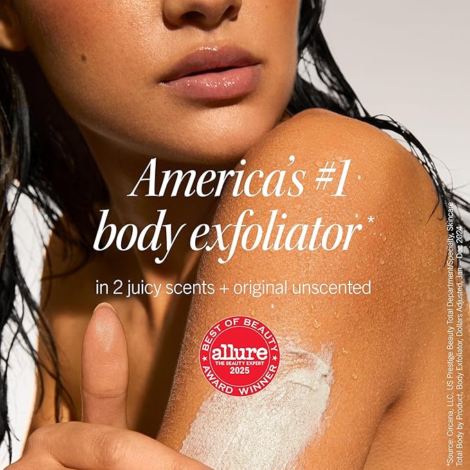 First Aid Beauty Smooth + Juicy Body Scrub Kit: KP Bump Eraser Body Scrub with 10% AHA, Daily Exfoliation Keratosis Pilaris Set to Help Reduce Chicken Skin Bumps; Strawberry, Peach, & Original (2 oz)