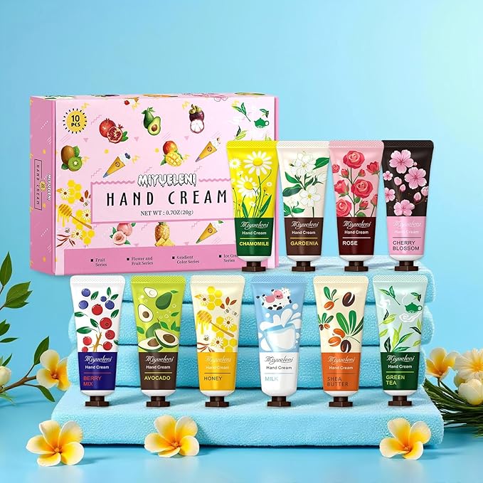 10 Pack Hand Cream Gift Set, Natural Plant Scents, Moisturizing Hand Lotion, Gifts for Women, Birthday, Mother's Day, Valentine's Day, Christmas, Thank you Gifts，Travel Size 20ml