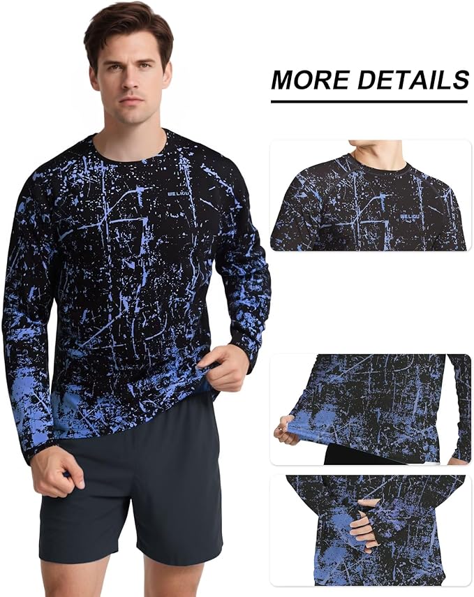 Men's Swim UPF 50+ Sun Protection Shirt Long Sleeve SPF Fishing Outdoor UV Hiking Lightweight Shirts