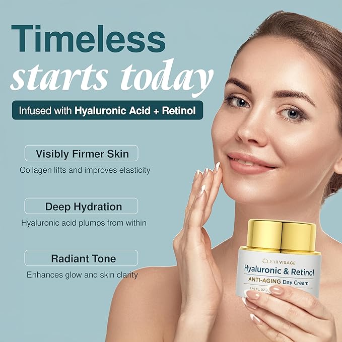 Hyaluronic Acid Moisturizer - Dermatologist Tested - Retinol Anti Aging Face Cream - Ultra Hydrating, Plumps & Smooths Skin, Fine Lines & Wrinkles Treatment - Clean Beauty Korean Skincare