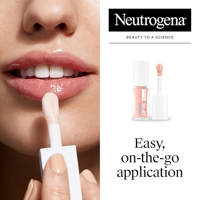 Neutrogena Hydro Boost Tinted Lip Oil with Hyaluronic Acid, glossy lip oil designed to hydrate & nourish lips while bringing out their natural color, Light Pink, .2 oz