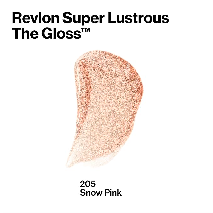 Revlon Super Lustrous Lip Gloss, Non-Sticky, Hydrating, High Shine Finish, 205 Snow Pink, 0.13 oz
